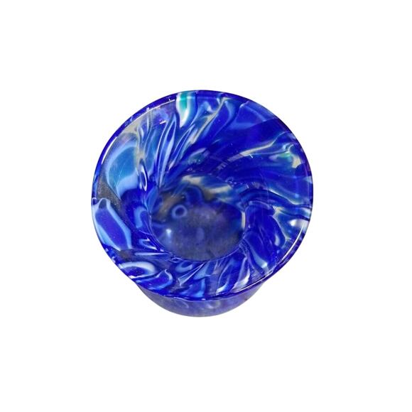 Mid Century Modern Merano Glass Vase, 5 1/2" tall Blue Hand blown glass vintage - Picture 5 of 5